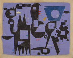 Werksabbildung schwarz violett von Willi Baumeister aus dem Jahre 1948