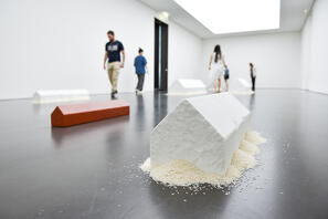 Installation view of the rice houses by Wolfgang Laib at the Kunstmuseum Stuttgart